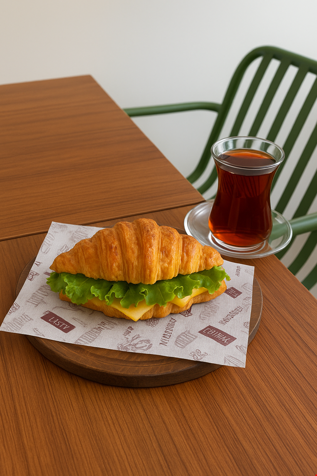 Beyaz Peynirli Kruvasan Sandviç + Çay